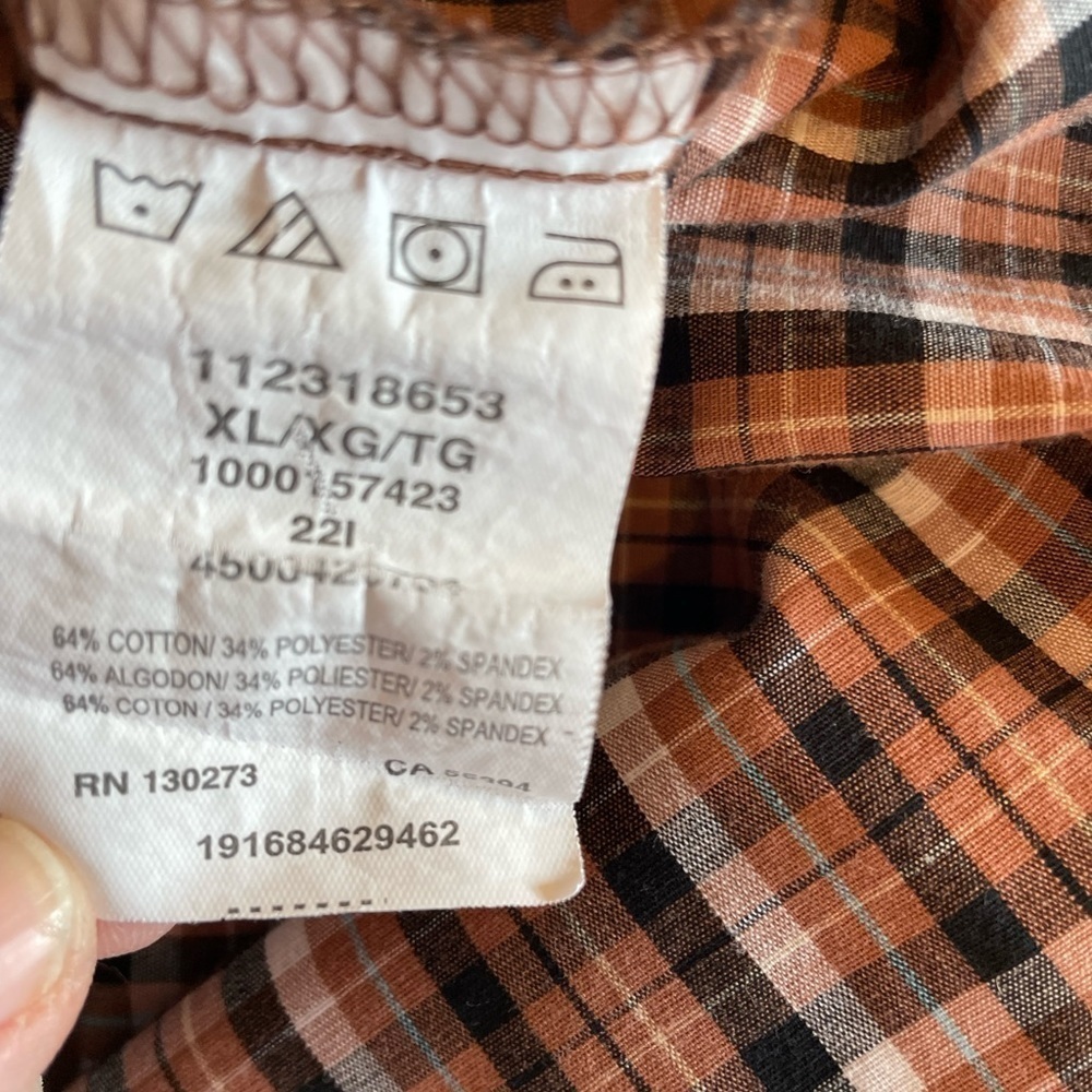 COPY - Wrangler Brown Small Checkered Long Sleeve Snap Closure Shirt Size XL - Picture 5 of 5